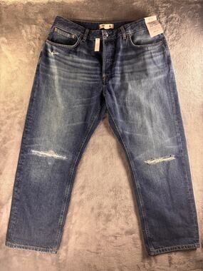 Madewell Curvy Dean Easy Straight Crop Jeans W31 Distressed New With Tags